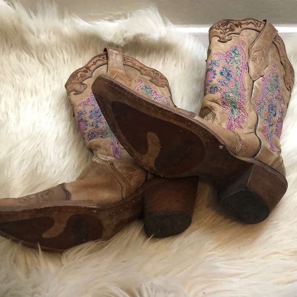 CORRAL brown with pink heart lace boots western - Picture 6 of 8